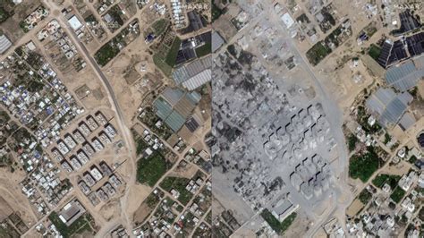Parts of Gaza look like a wasteland from space. Look for the misshapen buildings and swaths of gray